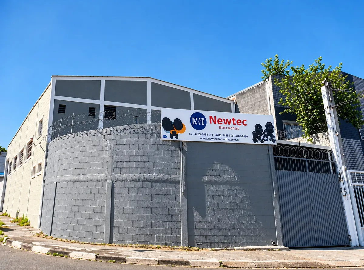 Fachada da fábrica da Newtec Borrachas em Santana de Parnaíba – SP